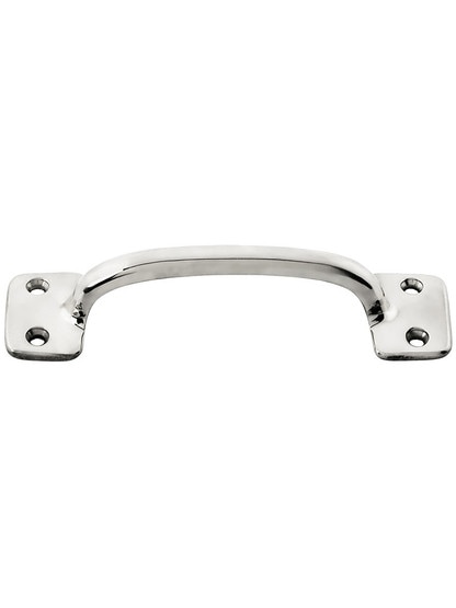 4 inch On Center Solid Brass Handle in Polished Nickel.